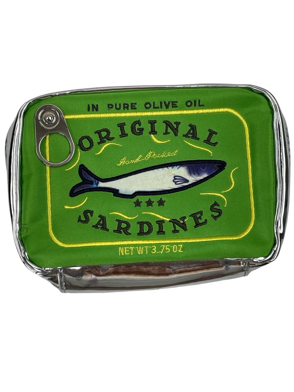 Green Sardines Shaped Cosmetic Clutch Zipper Bag Travel Makeup Organizer Bag